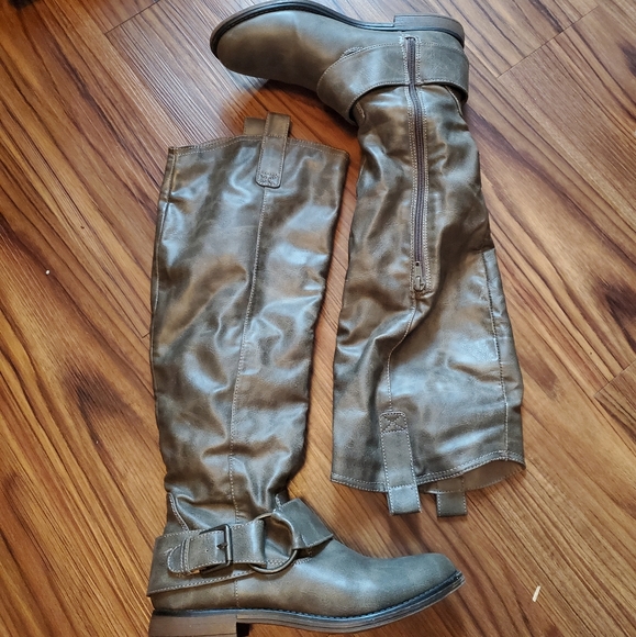 Candie's Shoes - Taupe Tan High Knee Boots